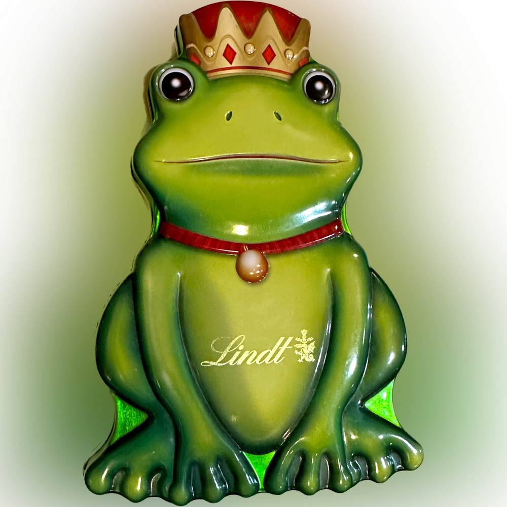 RARE LINDT FROG PRINCE TIN KISS VALENTINE HEART SPECIAL GIFT COLLECTIBLE 9.25”